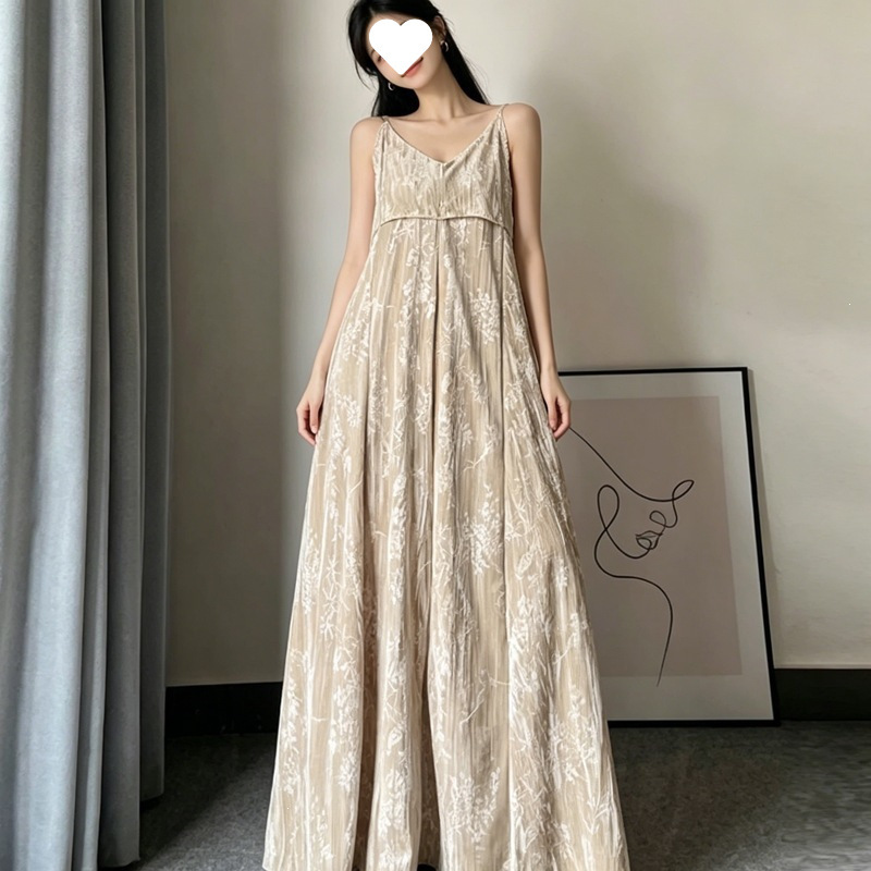 Velvet Printed Suspender Dress for Women, Spring and Autumn, Extended Length to Ankle, Floor-Length Vintage National Style Dress Velvet Printed Suspender Dress for Women, Spring and Autumn, Extended Length to Ankle, Floor-Length Vintage National Style Dress