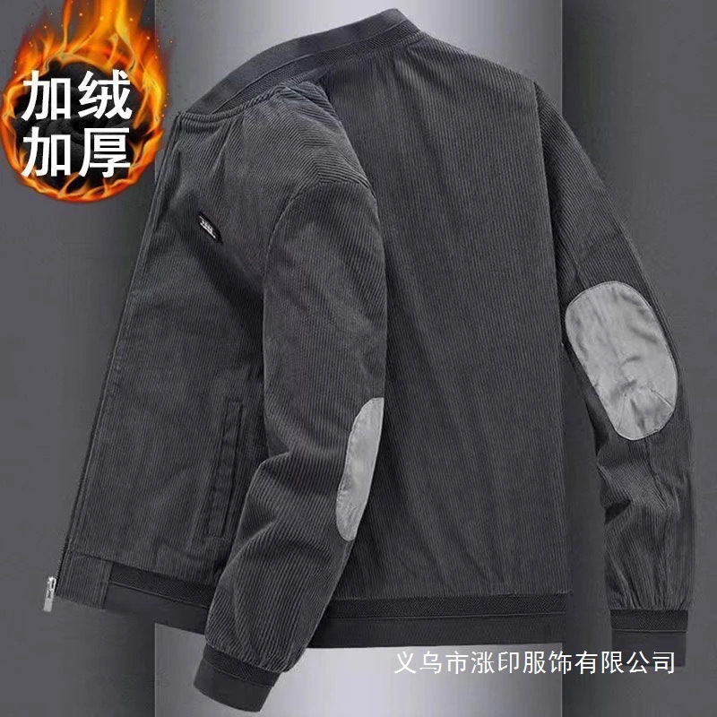 Fleece-Lined Thickened Men's Jacket 2025 Autumn and Winter New Workwear Loose Fit Middle-Aged Men's Corduroy Retro Jacket Wholesale