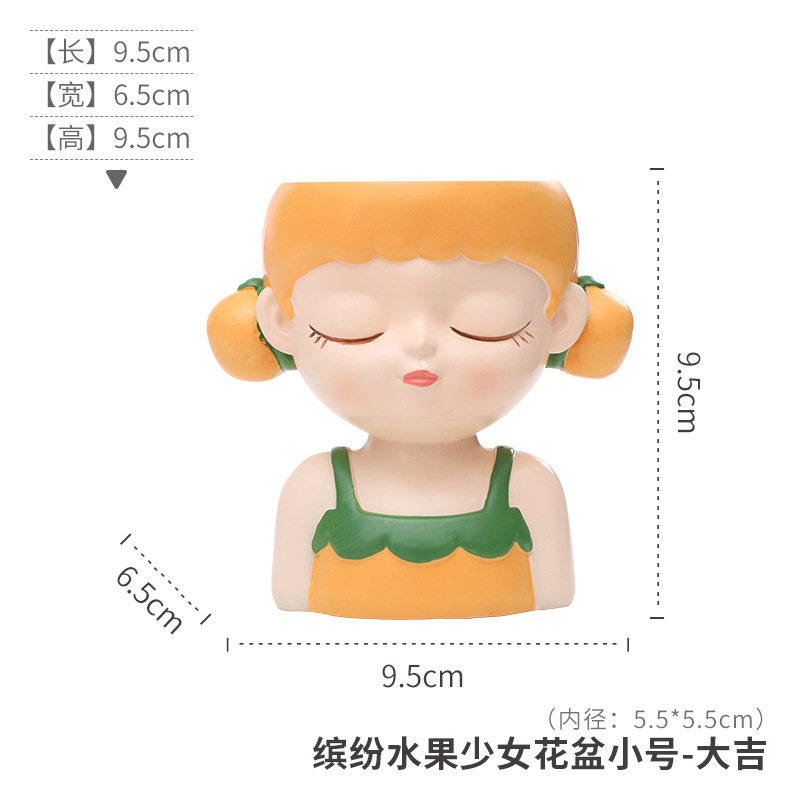 Chậu cây hình cô gái resin, chậu mọng nước mini, trang trí sân vườn, ban công và bàn làm việc (RG-238)