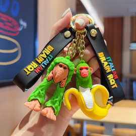 跨境爆款山海经钥匙扣 滴胶木棍人鲨鱼海洋生物挂饰 硅胶青蛙挂饰