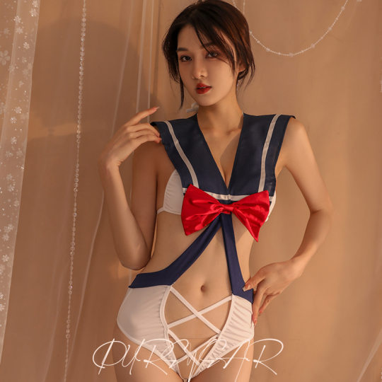 Sexy Underwear Sexy Hollow Cute Bow Pure Desire Student Dress Hidden Buckle Open File Free Sailor Suit Female JK