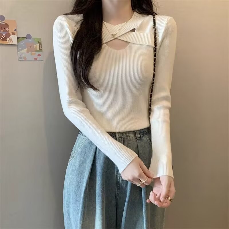 大码高级感小衫内搭黑色打底衫女秋季胖mm显瘦遮肚子针织毛衣上衣|undefined