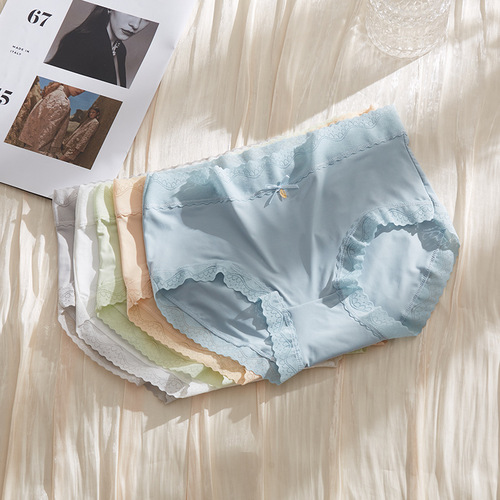 New Ice Silk Women's Underwear Invisible Medium Waist Pure Cotton Thong Breathable Triangle Pajamas Ultra Thin Silk Smooth Breathable Girls' Underwear