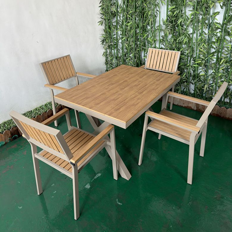 Mesas y sillas de patio al aire libre, mesas grandes, balcones, campamentos de ocio, mesas y sillas de madera de plástico de madera anticorrosiva, mesas exteriores de café y té con leche