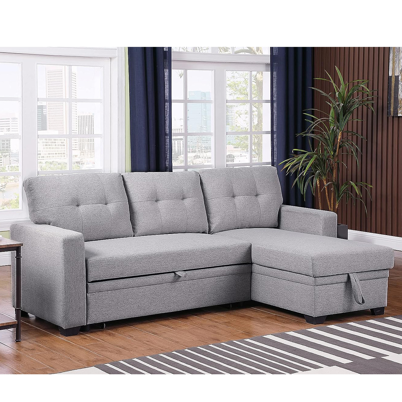Sofá cama plegable de doble propósito, cama retráctil de sala de estar moderna y simple, sofá doméstico de algodón y lino plegable