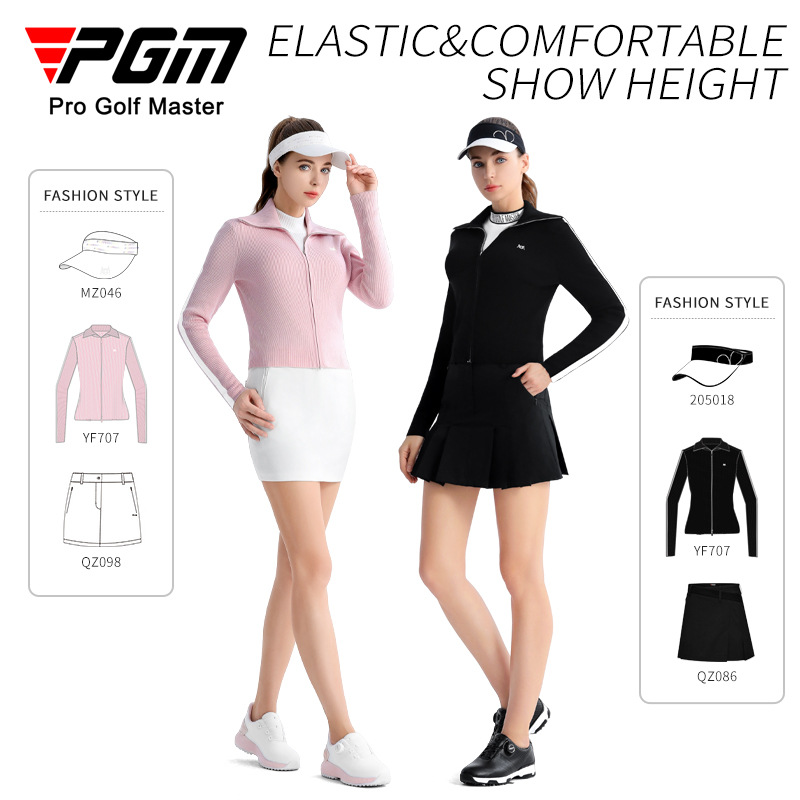 Áo len cổ lọ nữ PGM mỏng nhẹ mùa thu đông — Áo khoác len màu hồng nhạt YF707, Áo khoác len trắng YF707, Áo khoác len đen YF707
