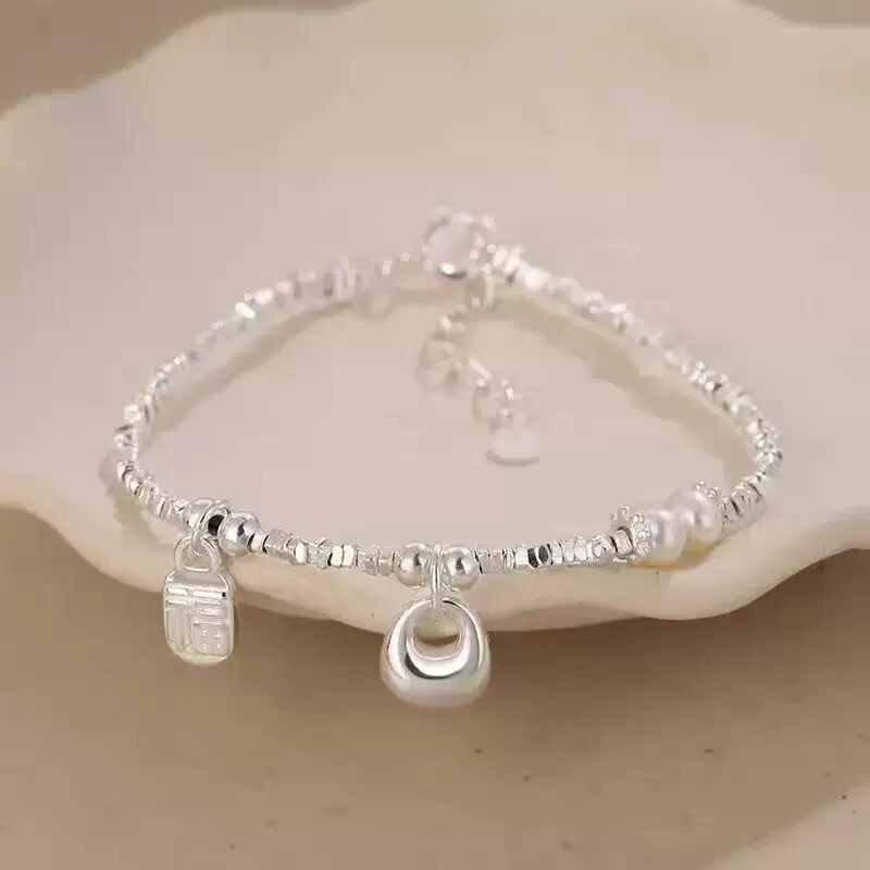 Little Fat Fortune Silver Fragment Pearl Bracelet for Women, New Chinese Style Fashionable Fortune Charm, Light Luxury Elegant Hand Accessory, Unique and Versatile Little Fat Fortune Silver Fragment Pearl Bracelet for Women, New Chinese Style Fashionable Fortune Charm, Light Luxury Elegant Hand Accessory, Unique and Versatile