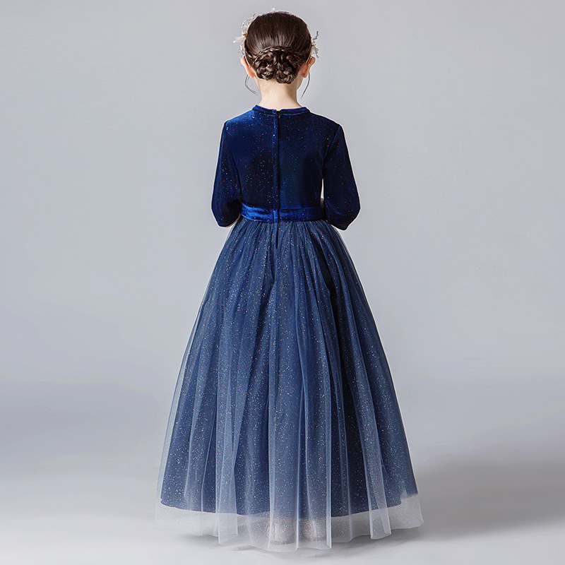 Vestido de noche para niños vestido de princesa para niñas estilo occidental niña de las flores anfitrión desfile espectáculo de piano de alta gama disfraz de otoño e invierno