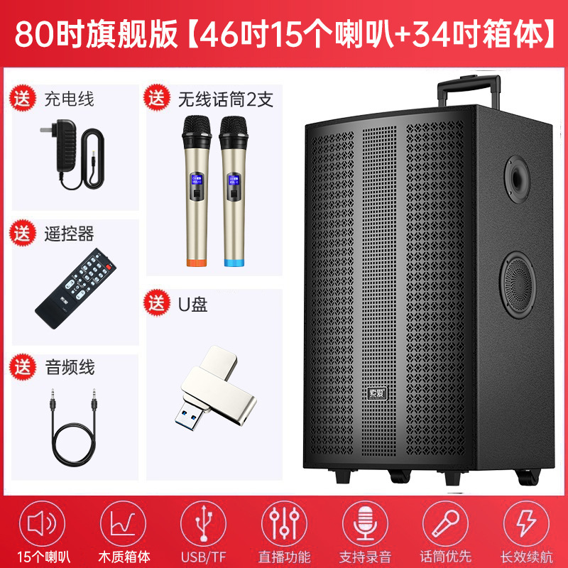 索爱广场舞音响大音量户外K歌演出超大移动拉杆蓝牙音箱2025新款|undefined