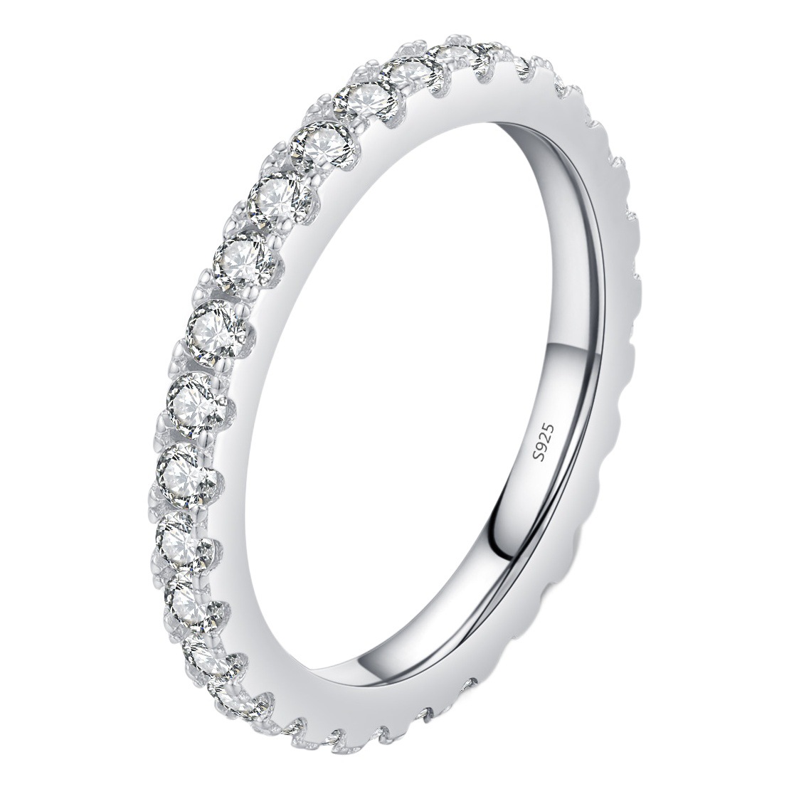 MODIAN摩典莫桑ドリルs925純銀軽豪華高級感排ドリル指輪女性ins風畳戴風指輪