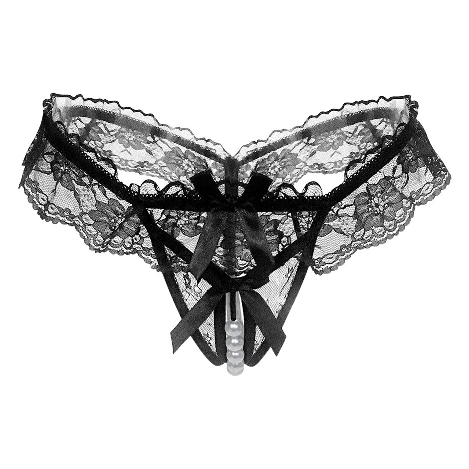 Кружевные трусики женские сексуальные прозрачные стринги с открытой промежностью и низкой талией, жемчужный массаж, соблазн, большие размеры, Веселые Брюки для полных девушек