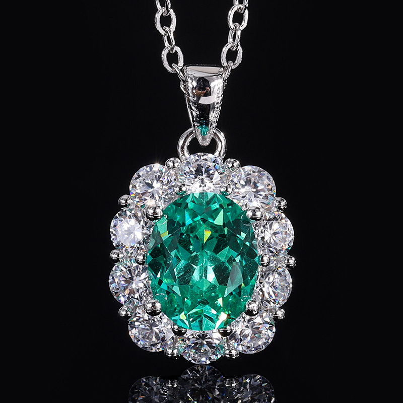 Zhuang Sheng joyería S925 plata simulación verde turmalina Paloma huevo traje de moda piedra principal colgante 8*10 espárragos 6*8