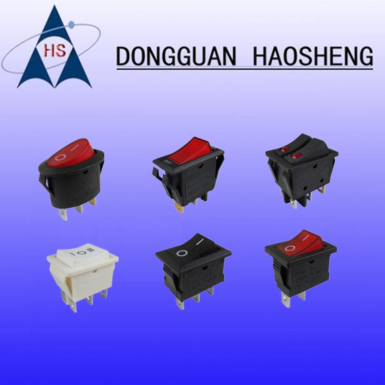 【源头工厂】KCD3六脚3档防水带灯船型开关2脚全圆形电源翘板开关