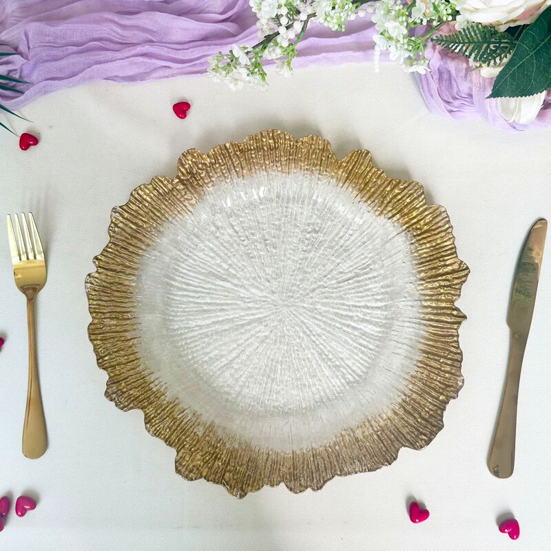 Transparent Four-Color Export Charger Plates Lotus Leaf Plate Wedding Hotel Party Decorative Plate Accessible Luxury Fruit Plate