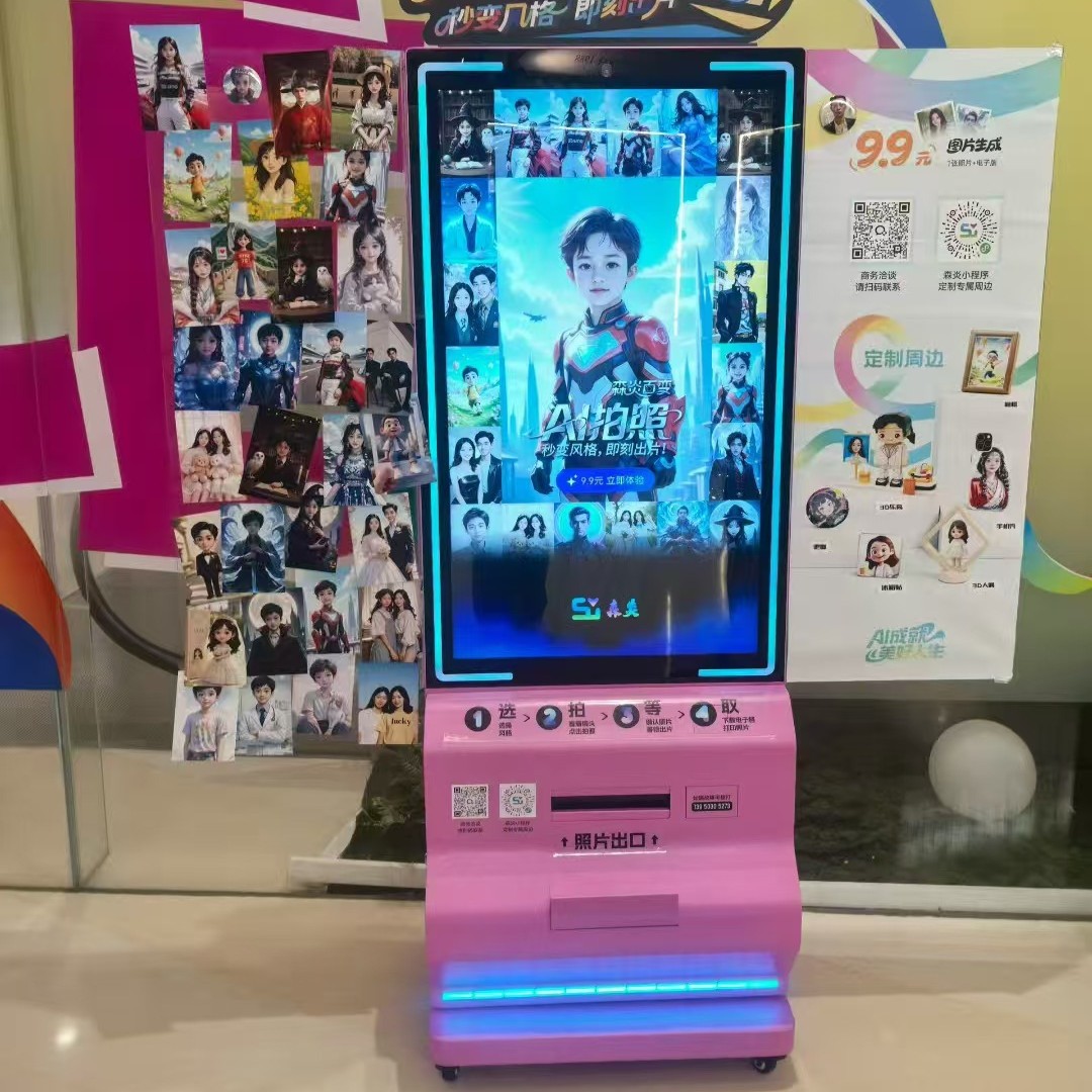 大头贴机器一体机ai美拍机和室内换脸拍照打印照片多功能机