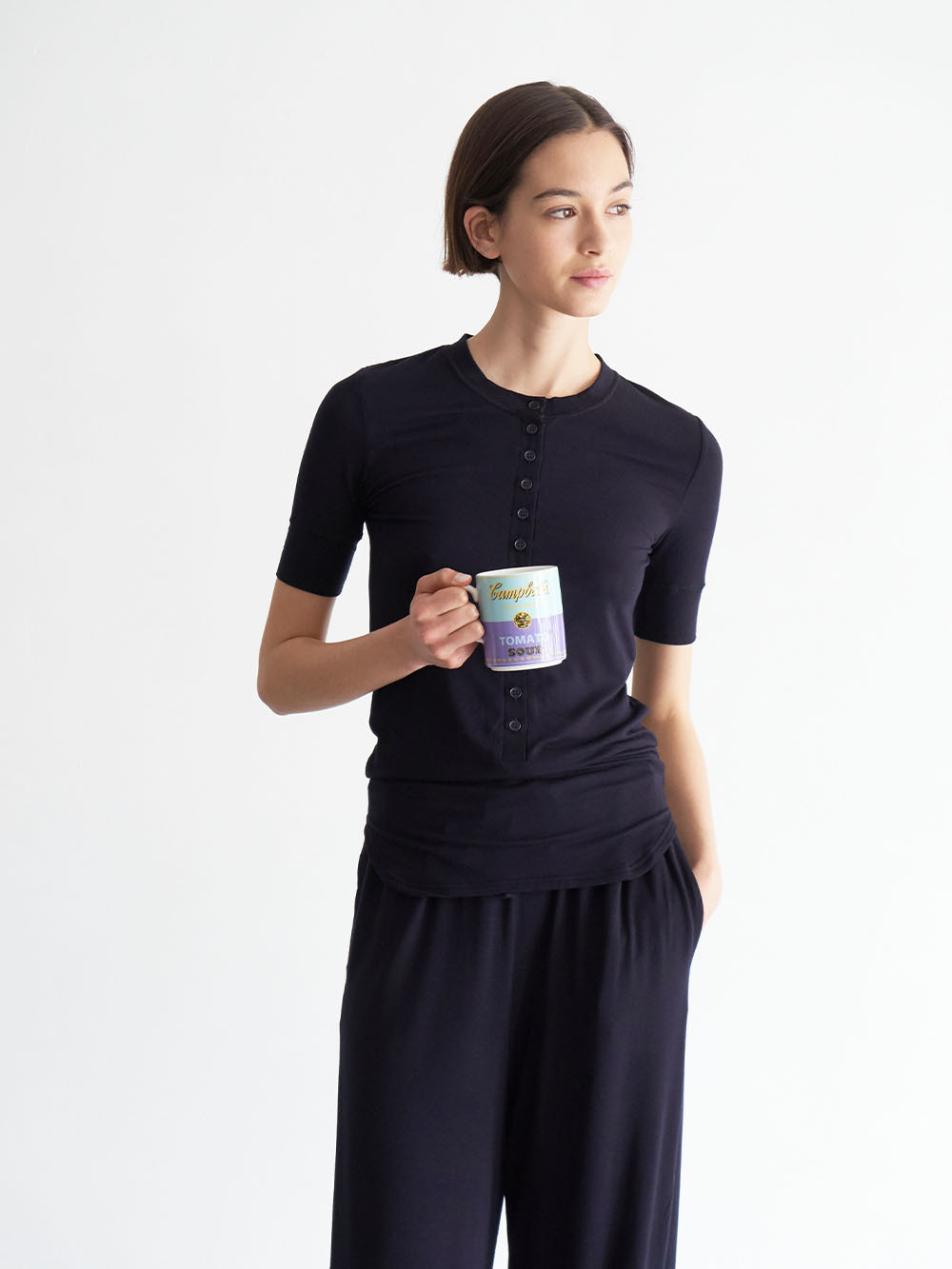 Title 15, Kadın Yuvarlak Yaka Yarım Hırka Kısa Kollu Pant...