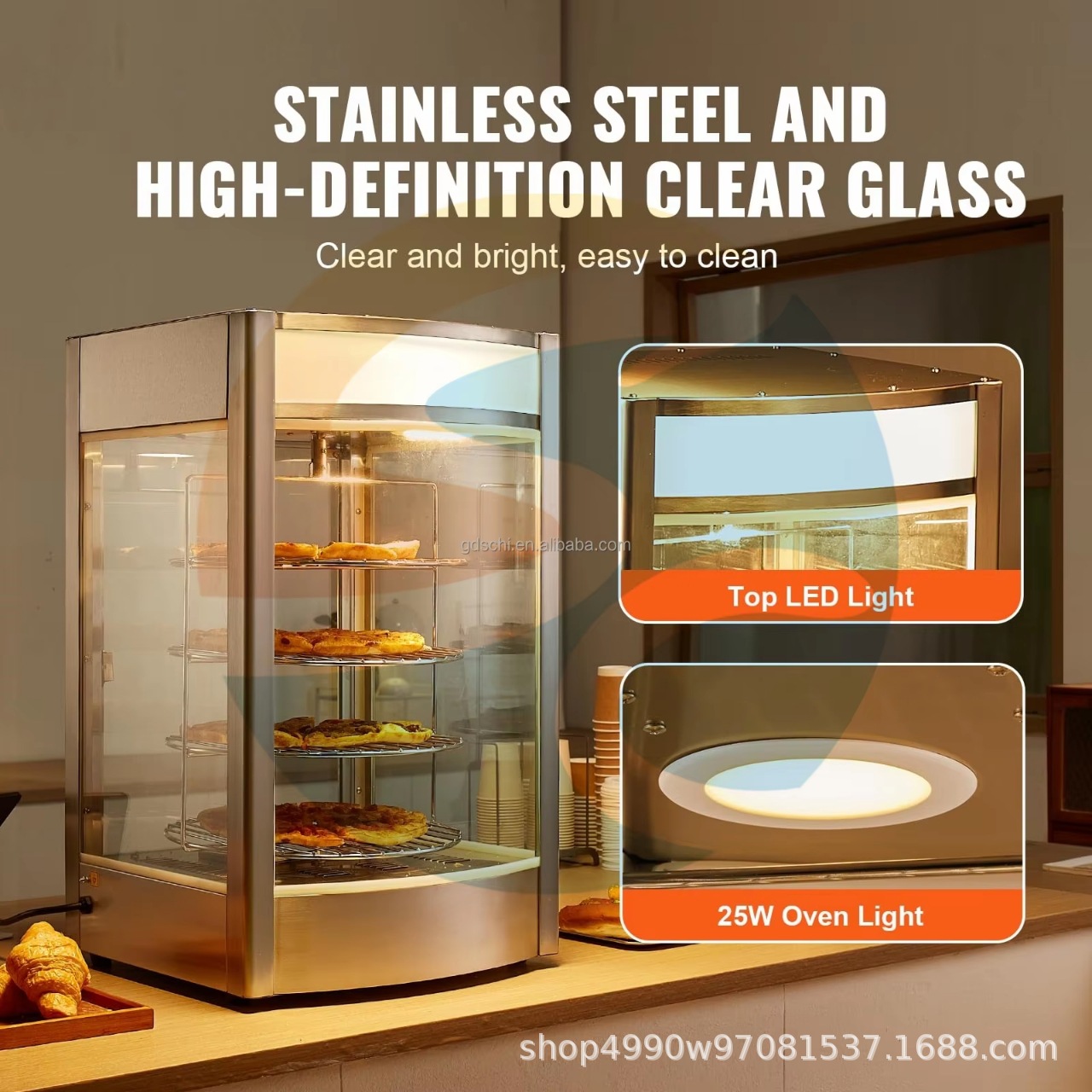 跨境货源商用披萨保温柜多层推拉门汉堡保温柜糕点柜 蛋糕展示柜