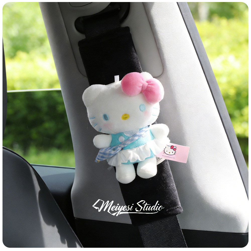 New Spring Outing Hello Kitty Plush Toy Car Seatbelt Shoulder Pad Car Interior Accessories New Car Gift