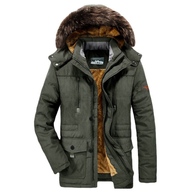 Men's Clothing men's cotton padded winter velvet thickened mid length cotton padded jacket men's coat plus size cotton clothing_viptrois.com