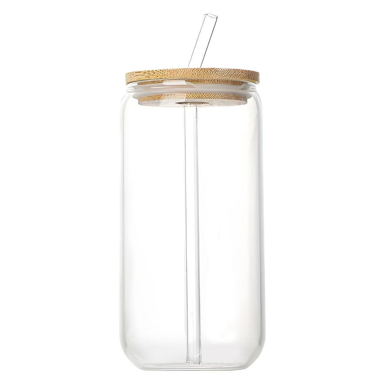 Taza de cola transfronteriza de 16oz taza de vidrio transparente de alta borosilicina taza de agua resistente al calor 500ml taza de paja de jugo de alto valor facial