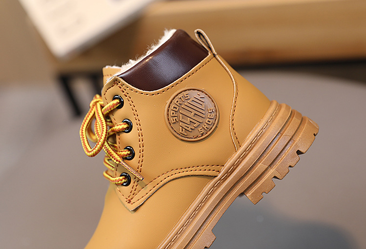 Winter New Children's Snow Boots with Plush and Warm Cotton Shoes for Boys, Yellow Boots for Girls, Martins Boots_voghion.com