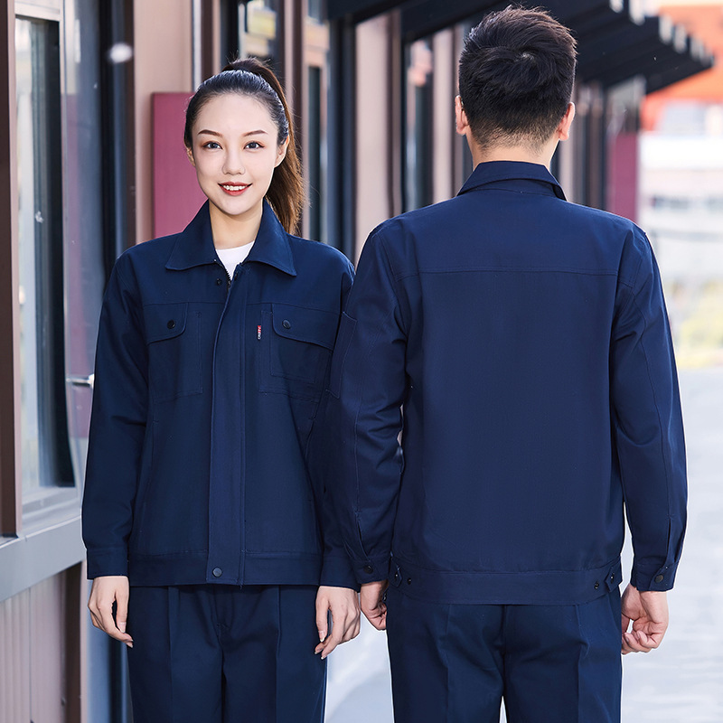 秋冬二重作業服セット男性純綿耐摩耗性厚い自動車修理工装労働保険服純綿工場服ロゴ|undefined