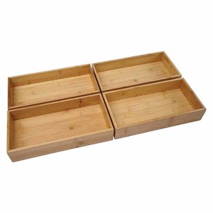 Multi-Grids Bamboo Wooden Tray Storage Box Solid Wood Simple Lidless Desktop Sundry Storage Box Wooden Box