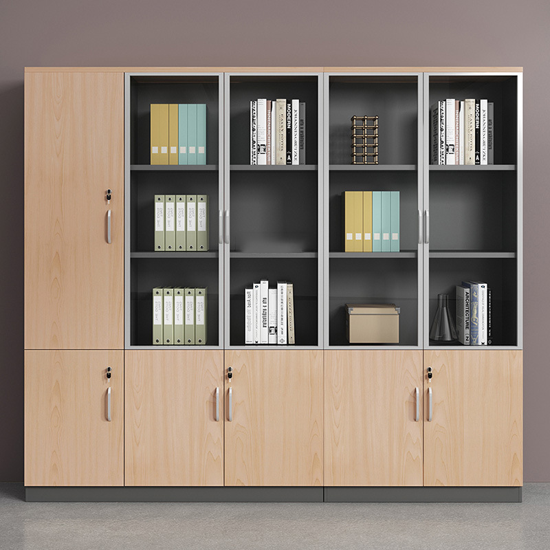 Office furniture wooden file cabinet with lock, document cabinet, office bookcase, background cabinet, archive cabinet, customizable tall cabinet