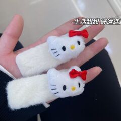 Autumn/Winter New Milky White Cute Japanese Style KT Cat BB Clip Versatile Soft Velcro Hair Clip Cute Hair Accessory