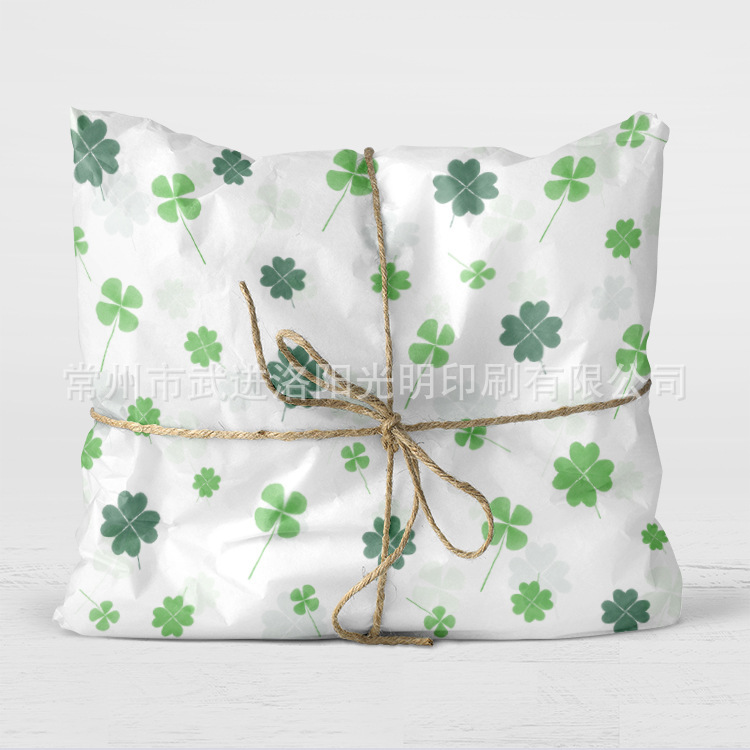 Four-Leaf Clover Pear Paper 50*35cm St. Patrick's Tissue Paper Bag Copy Paper Wrapping Paper Handbag Inner Stuffing