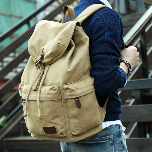 Korean style backpack, backpack, men's casual high school student bag, fashionable canvas travel bag, computer bag