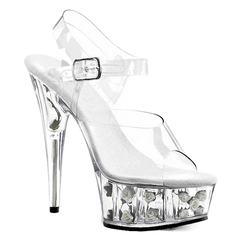 2021 verano stiletto talón plataforma zapatos de tacón alto 15cm plataforma de cristal zapatillas Ventas de Fábrica piel de cerdo estera del pie