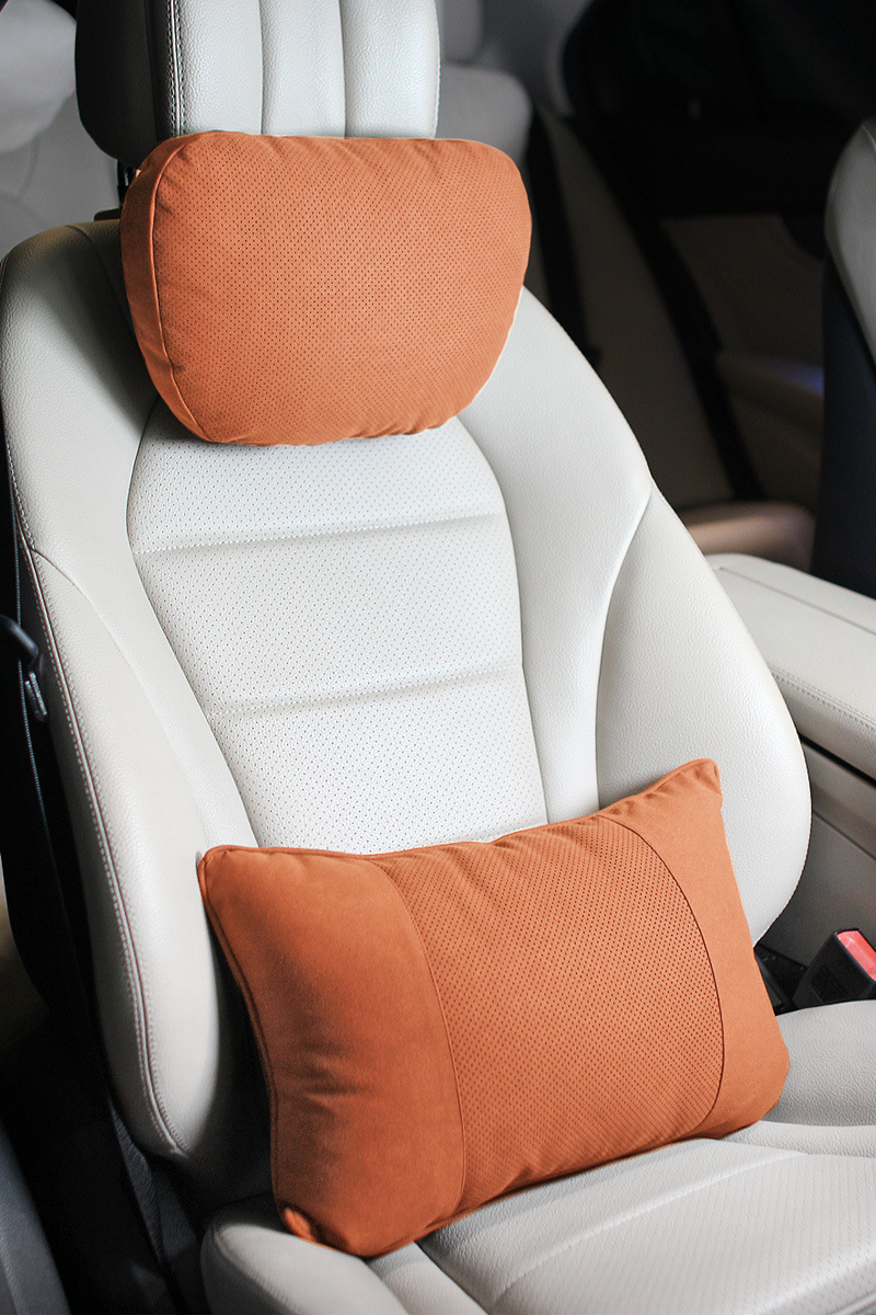 Punching headrest suede suitable for Mercedes-Benz S-Class Maybach punching neck pillow car pillow 5 series neck waist pillow