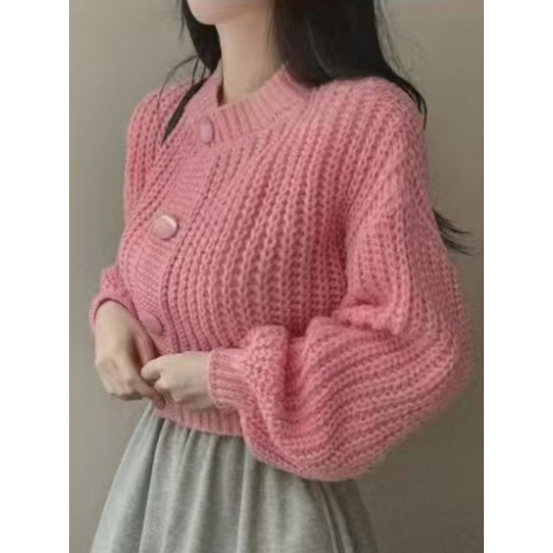 Color sólido simple abrigo de punto de viento abrigo suéter cardigan comercio exterior transfronterizo botón suelto camisa de punto de mujer