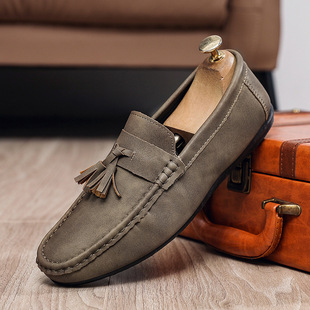 Men's Loafers, Men's Single Shoes, Leather Shoes, Men's Low-Top Slip-On Tassel Driving Shoes, Comfortable and Lightweight Men's Shoes