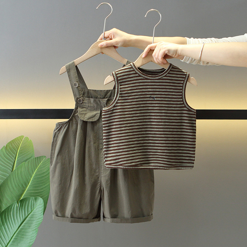 7862 Traje de verano para niños 2025 nuevos monos para niños de dos piezas ropa casual de moda de verano para bebés