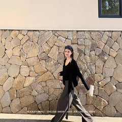 WANANTONG gentlewomen調子感ストライプのズボンの女性の秋のハイウエストのストレートカジュアルなズボンのズボン