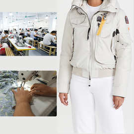 2025冬季欧美潮牌设计师定制款90白鸭绒短款拉链休闲女羽绒服外套