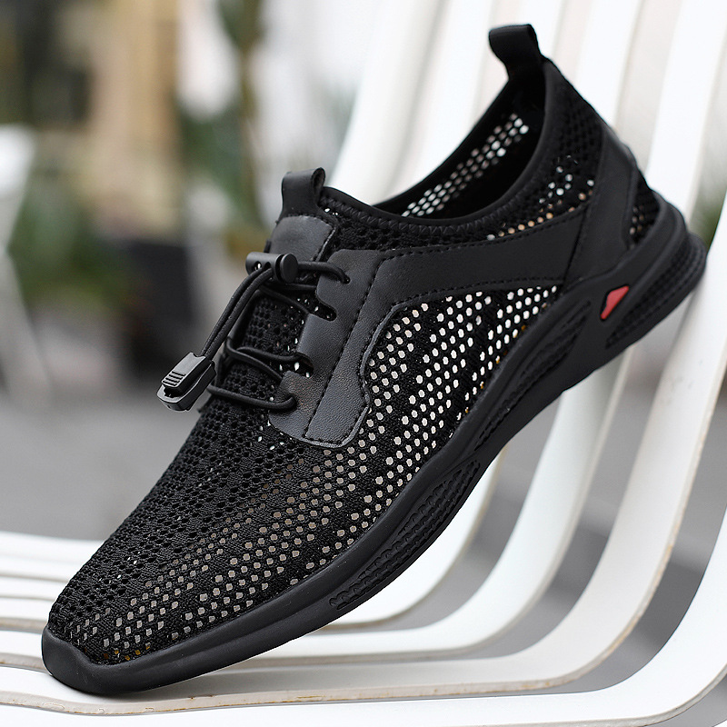 여름 국경 간 플러스 사이즈 다리 통기성 남성 신발 플라이 짠 메쉬 신발 얇은 운동화 경량 중공 메쉬 신발