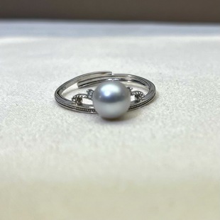 6-7 Seawater Pearl Real Multi Hemp Color S925 Silver Ring Seawater Pearl Silver Ring