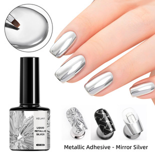 High -bright metal painted glue silver nailor gum edge super flash mirror silver cross -border special model FD53661028