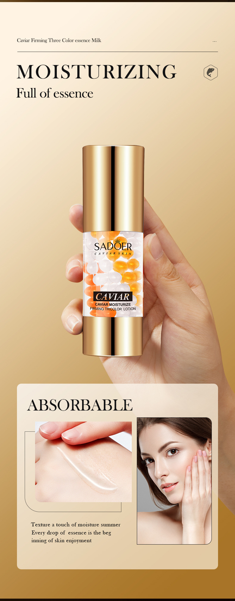 L'essence tricolore de caviar entièrement anglais hydrate, raffermit, hydrate et illumine le teint 2023_voghion.com