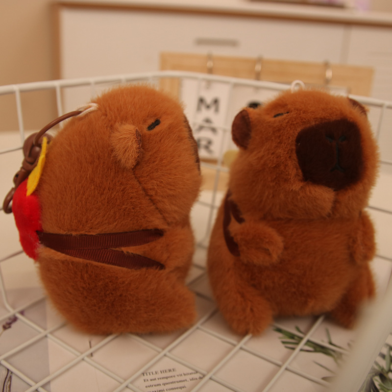 Linda espalda hamburguesa Kapibala colgante peluche muñeca capibara bolso colgante llavero muñeca juguete