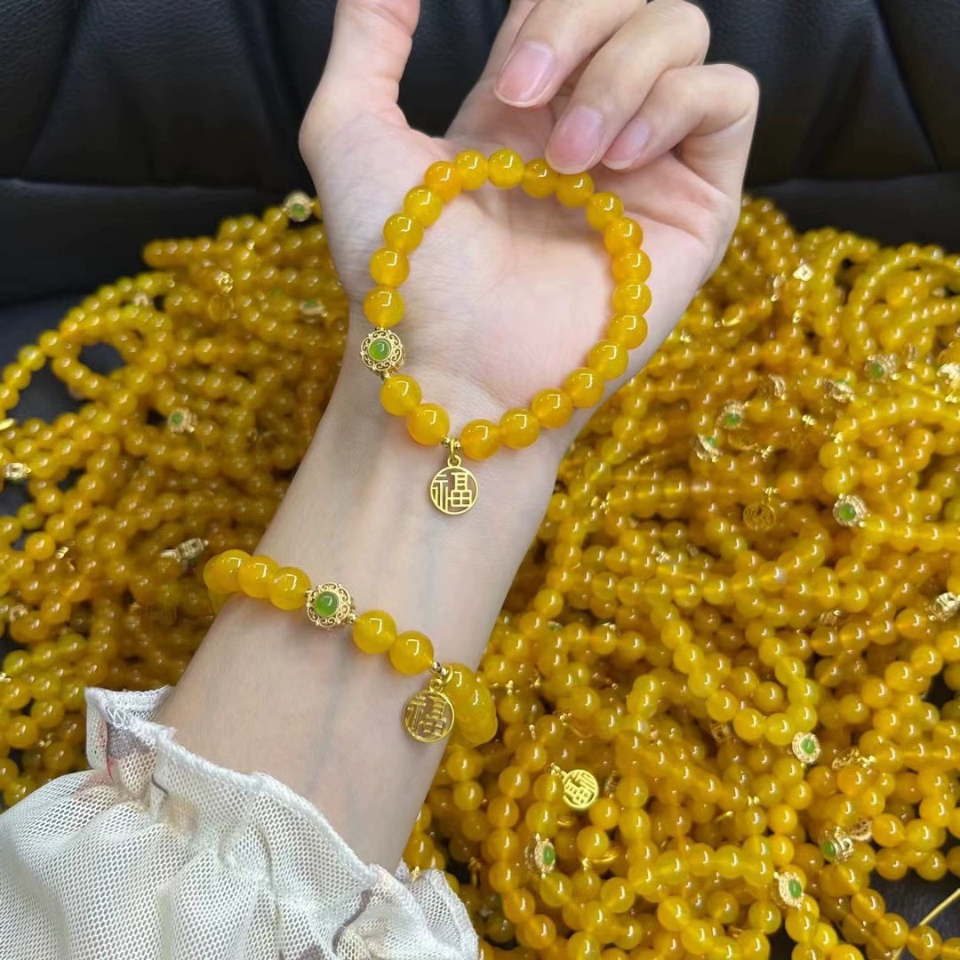 Оригинальный желтый агат из куриного масла желтого круга рукоятки для девочек аксессуары в стиле ретро