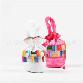 韩式苎麻拼接布袋外国人礼物传统工艺品午餐袋水桶袋福袋礼品袋