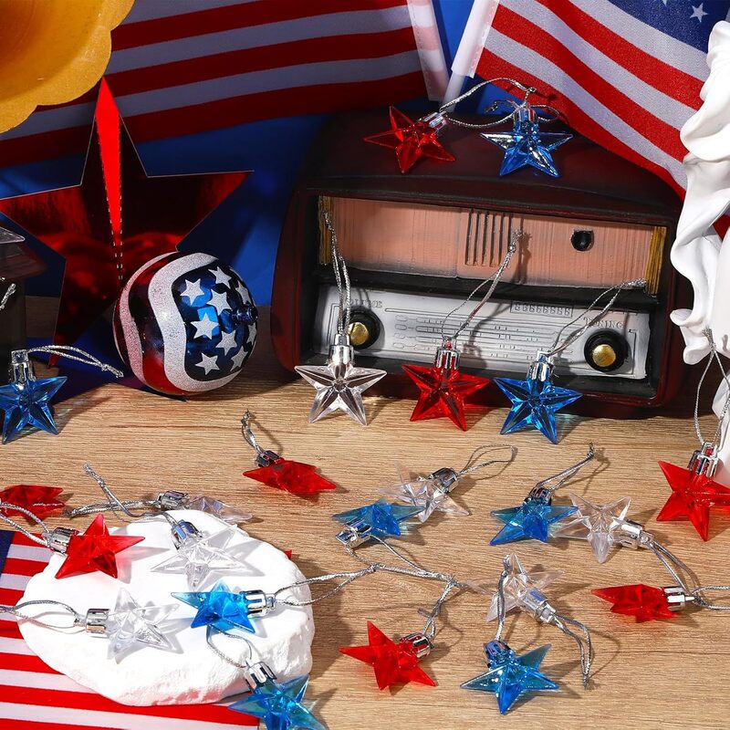 Acrylic Red, White, and Blue Star-Shaped Patriotic Decorations with Holes for Independence Day Memorial Day Home Tree Decorations Acrylic Red, White, and Blue Star-Shaped Patriotic Decorations with Holes for Independence Day Memorial Day Home Tree Decorations