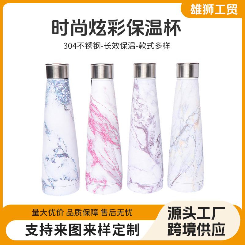 Fábrica estudiante oficinista moda colorido termo taza 304 Acero inoxidable termo taza lindo viento puesto al por mayor