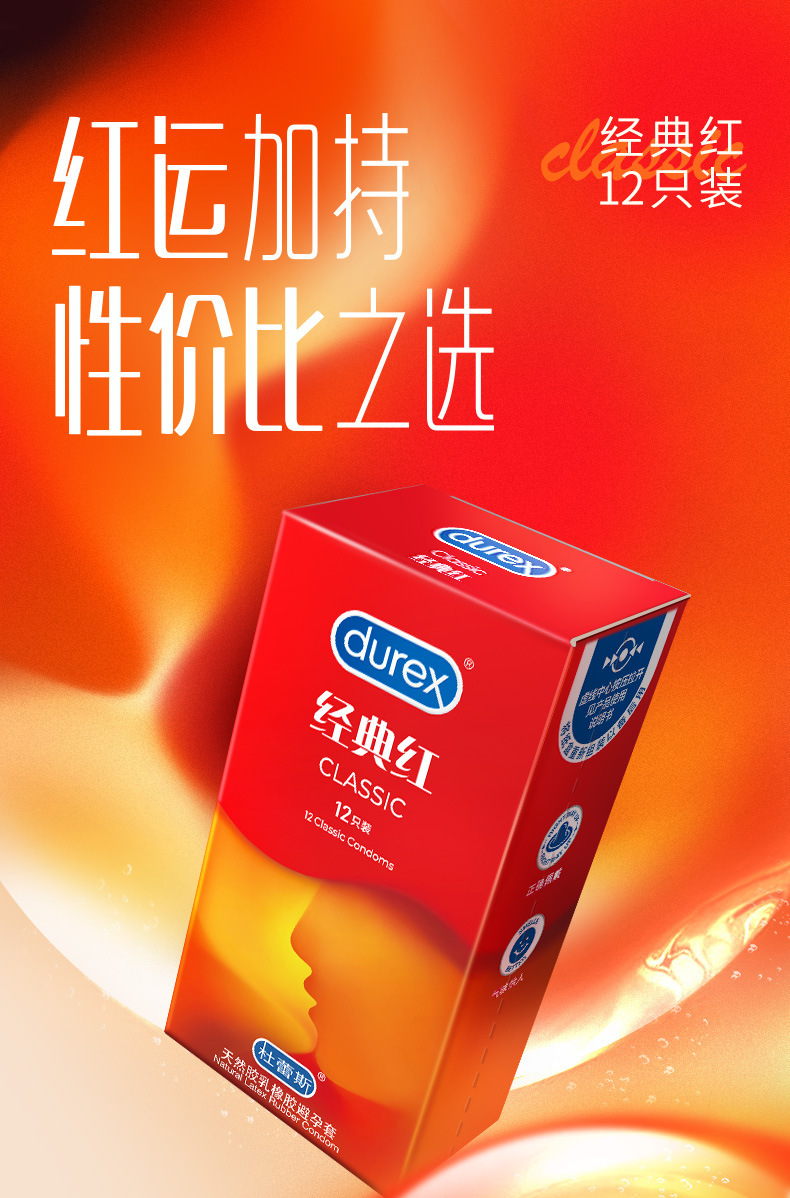 Durex Classic Red Condoms 2-Pack, Latex, 5-Year Shelf Life, Family Planning Supplies — detail image 11