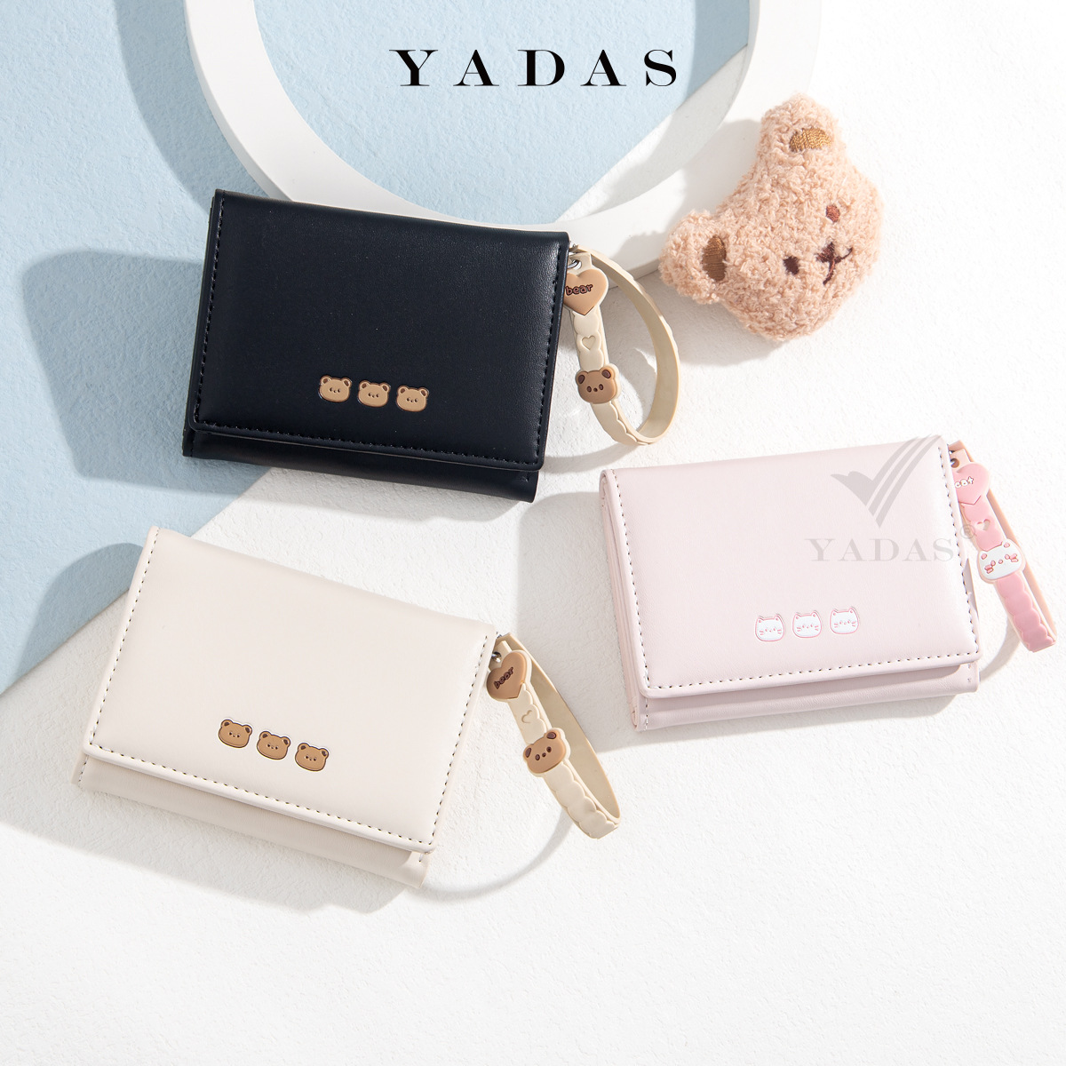 YADAS nueva monedero japonés simple para mujeres corto delgado y pequeño plegable estudiantes nuevo lindo nicho pu billetera