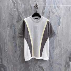 【毒家】高版本驴家   新款胸前字母压印拼色棉质针织短袖T恤男女